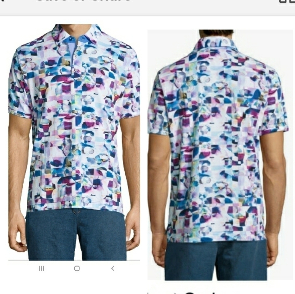 ROBERT GRAHAM Gualala Geometric Polo Shirt Size M